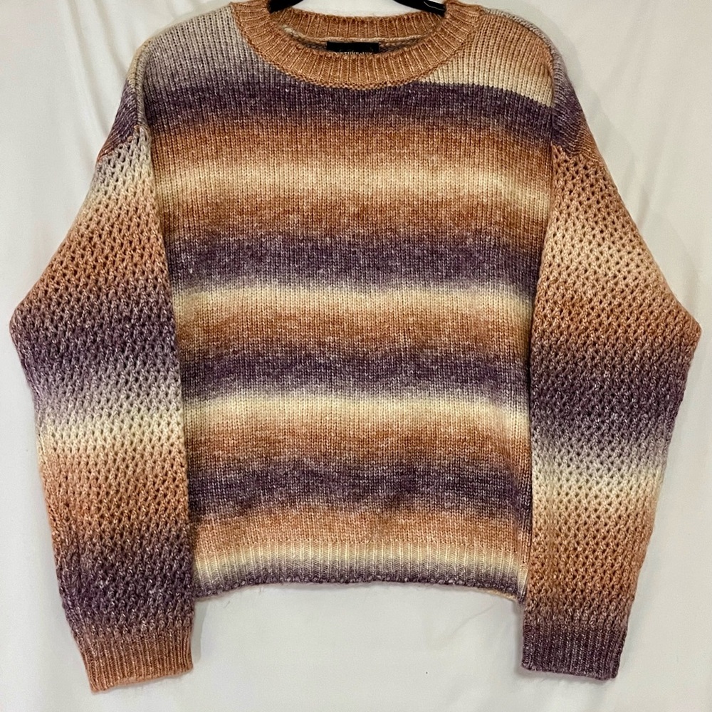 Fortune + Ivy Gradient Purple and Orange Knit Women's Sweater, size small